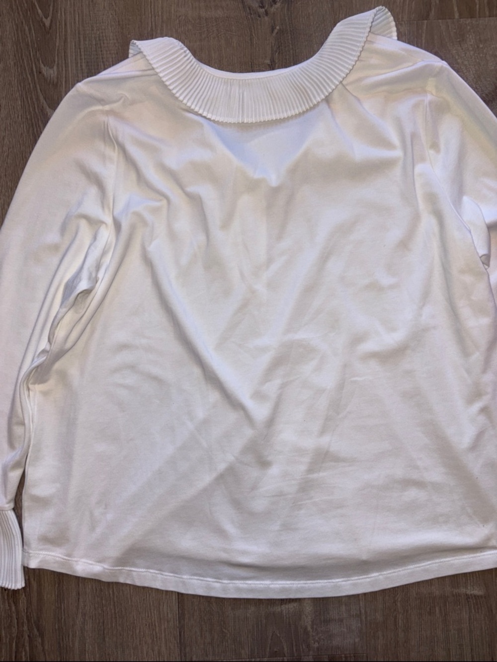 NIC+ZOE White Pleated Collar & Flared Cuff Long Sleeve Top - Picture 7 of 8
